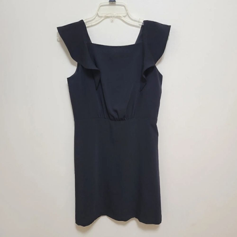 Loft Black Ruffle Top Shift Mini Dress Size 2P - Picture 5 of 11